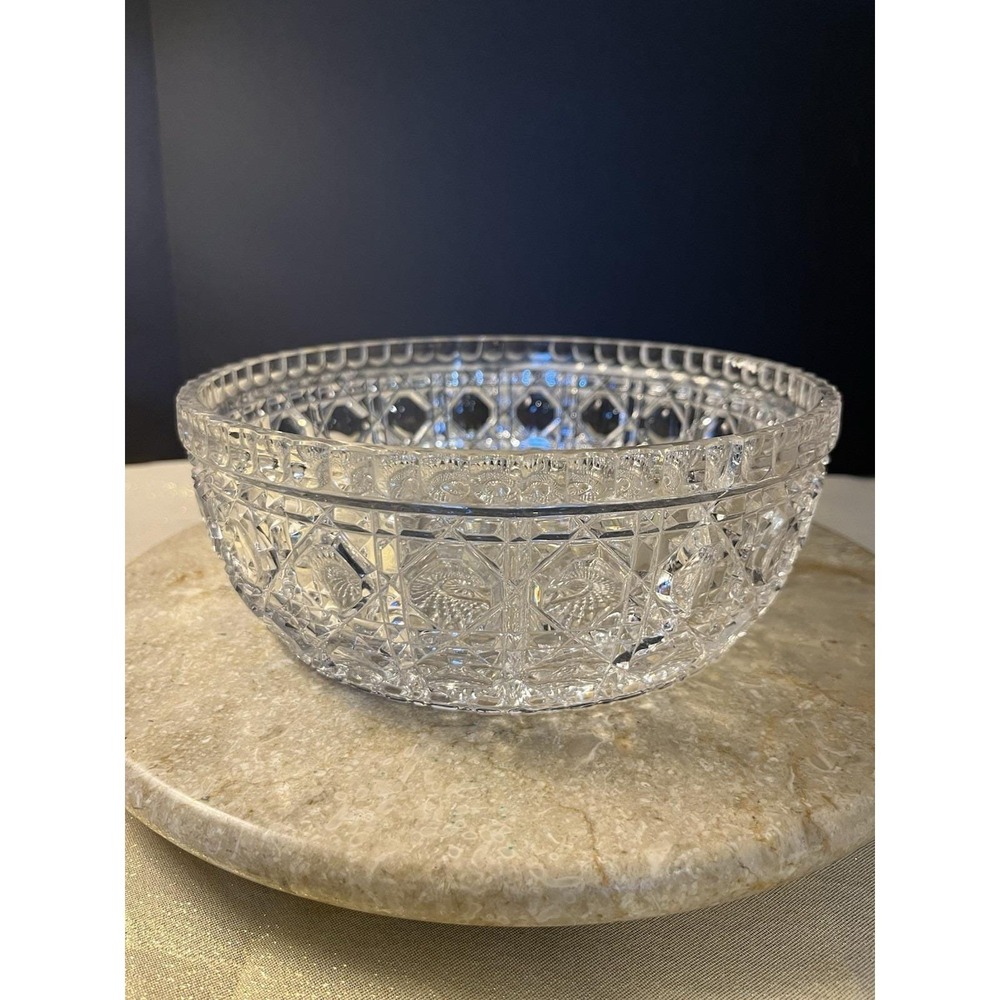 Beautiful Vintage Huta Irena Lead Crystal Bowl Hand Cut Fruit Dish Excellent